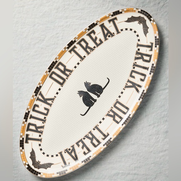 Anthropologie The Bistro Tile Stoneware Serving Platter: Halloween Edition